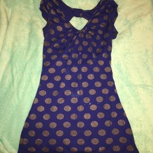 Polka dot blue bow top